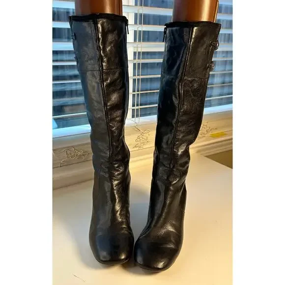 Naya Dalia black leather knee-high boots womens Sz 8